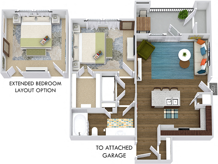 Floor plan for 1 bed, 1 bath, 650 sqft